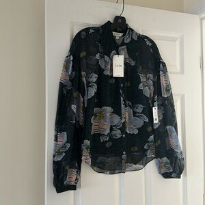 Joie 100% Silk Sheer Button Down Blouse with Coordinating Adjustable Cami M BNWT
